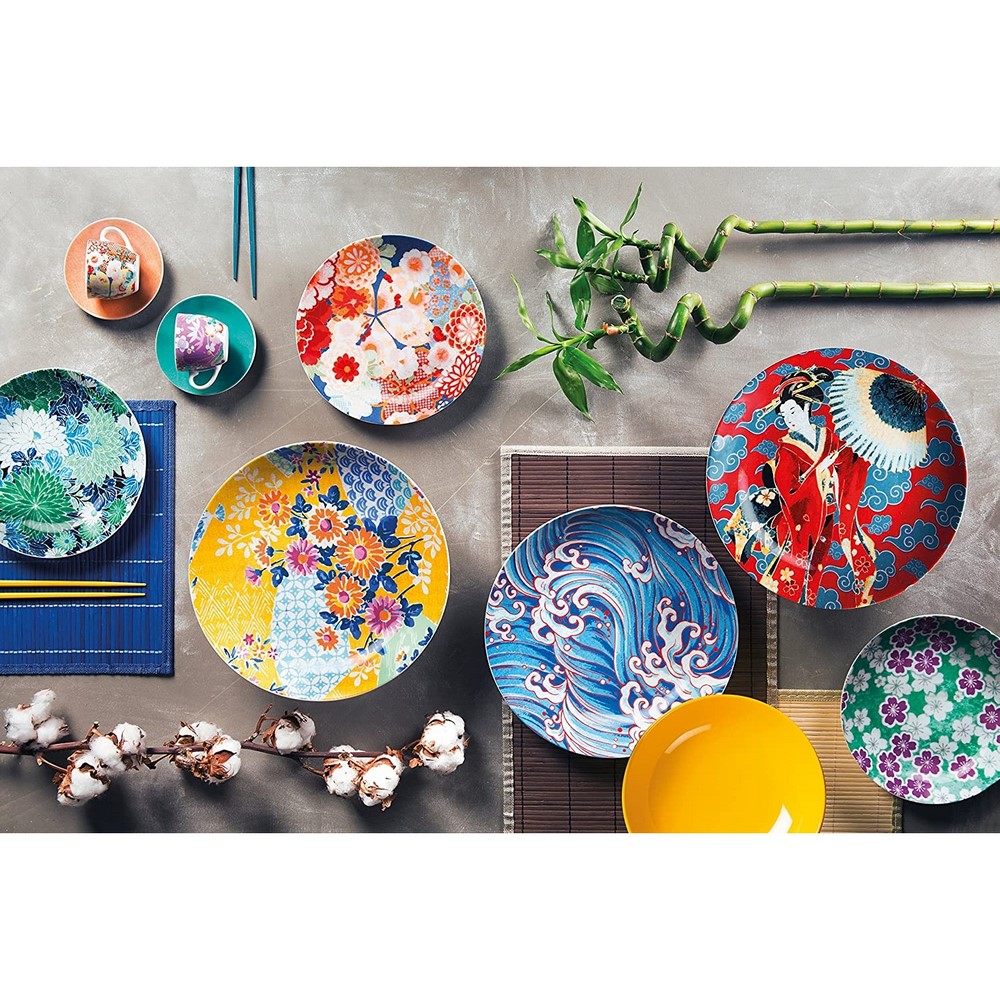 Acquista online Service de table Kimono 18 pcs + 6 tasses avec soucoupes, multicolore Excelsa